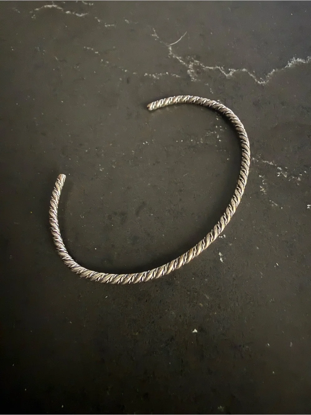 Twisted Rope Open Bangle Bracelet - Sterling Silver